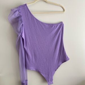 Eesome Lavender One-Shoulder Bodysuit